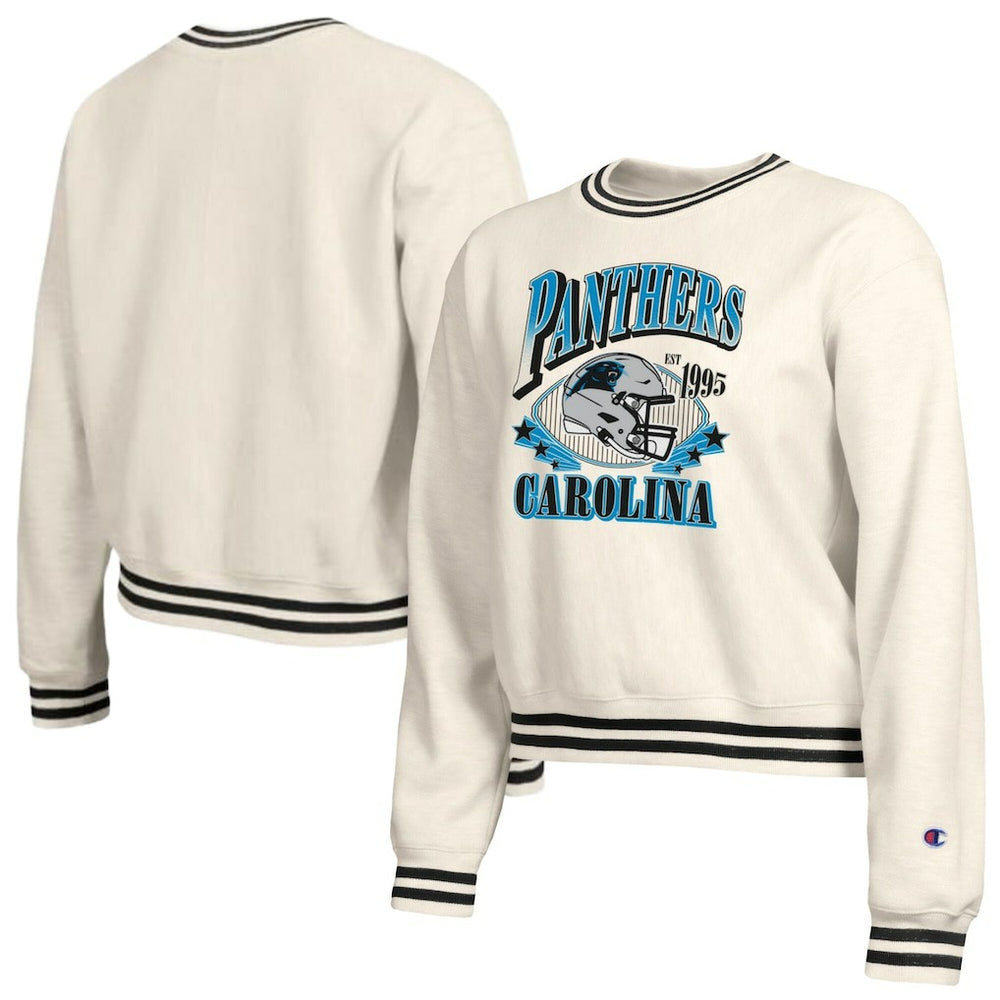 Carolina Panthers Champion Women's Reverse Weave Fleece Sweatshirt - Cream Sweatshirts