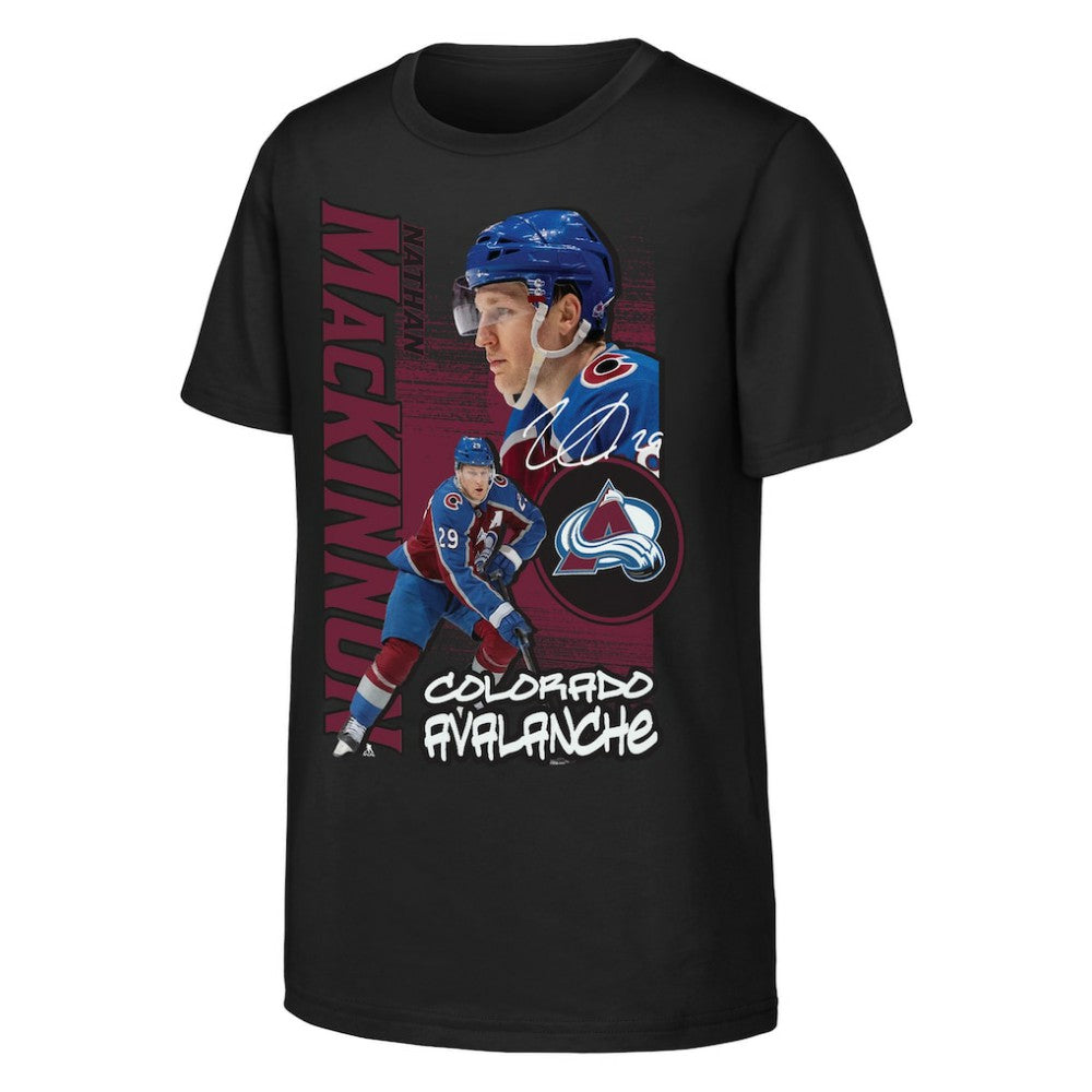 Nathan MacKinnon Colorado Avalanche Outerstuff Youth Playmaker T-Shirt - Black | US 203700973