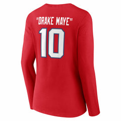 Drake Maye New England Patriots Women's Nickname V-Neck Long Sleeve T-Shirt - Red T-shirts