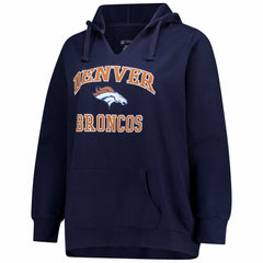 Denver Broncos Women's Plus Size Heart & Soul Notch Neck Hoodie - Navy Hoodies
