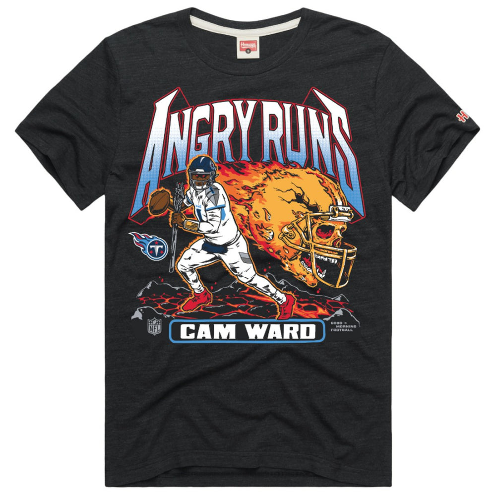 Cameron Ward Tennessee Titans Homage Unisex Angry Runs Player Graphic Tri-Blend T-Shirt - Charcoal T-shirts