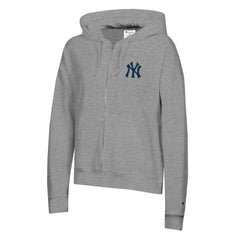 New York Yankees Champion Women's Powerblend Fleece Full-Zip Hoodie - Heather Gray Hoodies