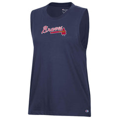 Atlanta Braves Champion Women's Muscle Tank Top - Navy Tanks