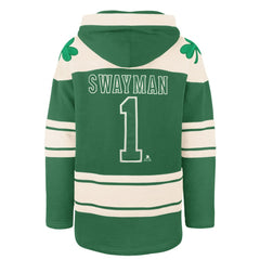 Jeremy Swayman Boston Bruins '47 St. Patrick's Day Player Name & Number Lacer Pullover Hoodie - Kelly Green | US 203730593