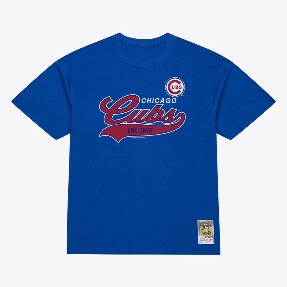 Chicago Cubs Mitchell & Ness Script Sweep Arch T-Shirt - Royal T-shirts