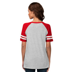Philadelphia Phillies G-III 4Her by Carl Banks Women's Goal Line Raglan V-Neck T-Shirt - Heather Gray T-shirts