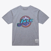 Utah Jazz Unisex Hardwood Classics Arch T-Shirt Heather Gray - Mitchell & Ness