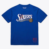 Philadelphia 76ers Unisex Hardwood Classics Arch T-Shirt Royal - Mitchell & Ness