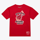 Miami Heat Unisex Hardwood Classics Arch T-Shirt Red - Mitchell & Ness
