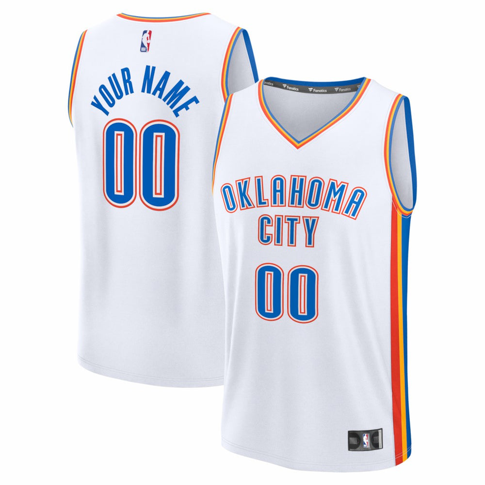 Oklahoma City Thunder Youth Fastbreak Custom Jersey Association Edition White - Fanatics