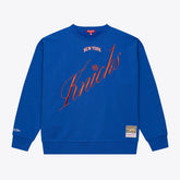 New York Knicks Women's Hardwood Classics Script Lightweight Sweatshirt Royal - Mitchell & Ness