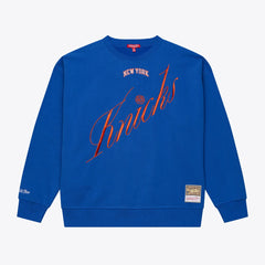 New York Knicks Women's Hardwood Classics Script Lightweight Sweatshirt Royal - Mitchell & Ness