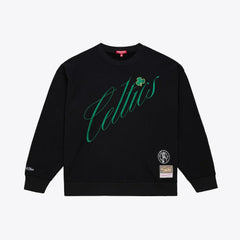 Boston Celtics Women's Hardwood Classics Script Lightweight Sweatshirt Black - Mitchell & Ness