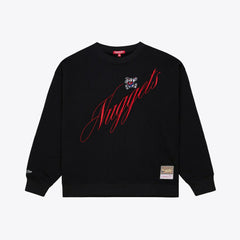 Denver Nuggets Women's Hardwood Classics Script Lightweight Sweatshirt Black - Mitchell & Ness