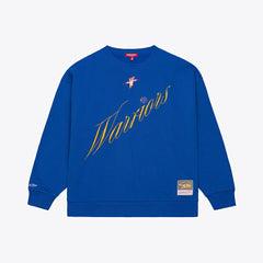 Golden State Warriors Women's Hardwood Classics Script Lightweight Sweatshirt Royal - Mitchell & Ness