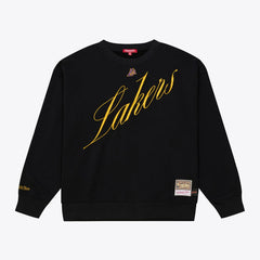 Los Angeles Lakers Women's Hardwood Classics Script Lightweight Sweatshirt Black - Mitchell & Ness