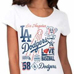 Los Angeles Dodgers G-III 4Her by Carl Banks Women's Endzone Collage T-Shirt - White T-shirts
