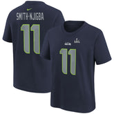 Jaxon Smith-Njigba Seattle Seahawks Youth Super Bowl LX Patch Name & Number T-Shirt - College Navy T-shirts