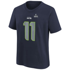 Jaxon Smith-Njigba Seattle Seahawks Youth Super Bowl LX Patch Name & Number T-Shirt - College Navy T-shirts