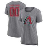 Arizona Diamondbacks Women's Heritage Personalized Any Name & Number Tri-Blend T-Shirt - Gray T-shirts