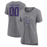Colorado Rockies Women's Heritage Personalized Any Name & Number Tri-Blend T-Shirt - Gray T-shirts