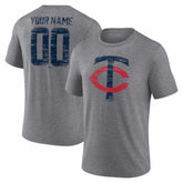 Minnesota Twins Heritage Personalized Any Name & Number Tri-Blend T-Shirt - Gray T-shirts