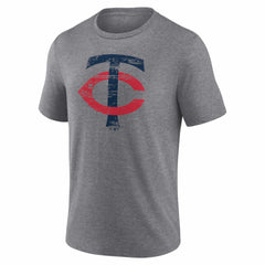Minnesota Twins Heritage Personalized Any Name & Number Tri-Blend T-Shirt - Gray T-shirts