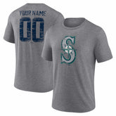 Seattle Mariners Heritage Personalized Any Name & Number Tri-Blend T-Shirt - Gray T-shirts