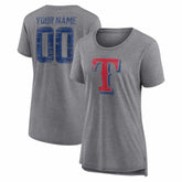 Texas Rangers Women's Heritage Personalized Any Name & Number Tri-Blend T-Shirt - Gray T-shirts