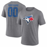 Toronto Blue Jays Heritage Personalized Any Name & Number Tri-Blend T-Shirt - Gray T-shirts