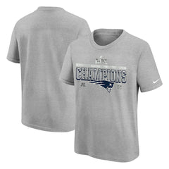New England Patriots Youth 2025 AFC Champions Locker Room Trophy Collection Authentic T-Shirt - Gray T-shirts