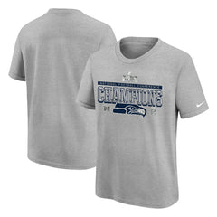 Seattle Seahawks Youth 2025 NFC Champions Locker Room Trophy Collection Authentic T-Shirt - Gray T-shirts