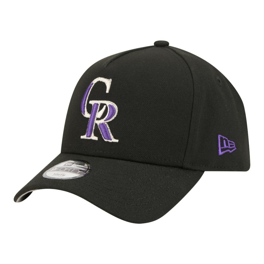 Colorado Rockies New Era Youth 9FORTY A-Frame Adjustable Hat - Black Hats