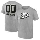 Anaheim Ducks Big & Tall Personalized Name & Number Monochrome T-Shirt - Gray | US 203773683