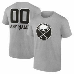 Buffalo Sabres Big & Tall Personalized Name & Number Monochrome T-Shirt - Gray | US 203773689