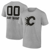 Calgary Flames Big & Tall Personalized Name & Number Monochrome T-Shirt - Gray | US 203773692