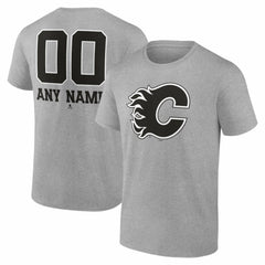 Calgary Flames Big & Tall Personalized Name & Number Monochrome T-Shirt - Gray | US 203773692