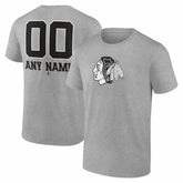 Chicago Blackhawks Big & Tall Personalized Name & Number Monochrome T-Shirt - Gray | US 203773698