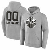 Edmonton Oilers Big & Tall Personalized Name & Number Monochrome Pullover Hoodie - Gray | US 203773712