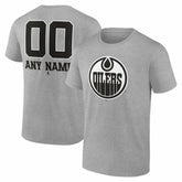 Edmonton Oilers Big & Tall Personalized Name & Number Monochrome T-Shirt - Gray | US 203773713
