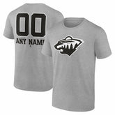 Minnesota Wild Big & Tall Personalized Name & Number Monochrome T-Shirt - Gray | US 203773722