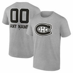 Montreal Canadiens Big & Tall Personalized Name & Number Monochrome T-Shirt - Gray | US 203773725