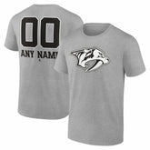 Nashville Predators Big & Tall Personalized Name & Number Monochrome T-Shirt - Gray | US 203773728