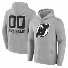 New Jersey Devils Big & Tall Personalized Name & Number Monochrome Pullover Hoodie - Gray | US 203773730
