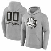 New York Islanders Big & Tall Personalized Name & Number Monochrome Pullover Hoodie - Gray | US 203773733