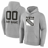 New York Rangers Big & Tall Personalized Name & Number Monochrome Pullover Hoodie - Gray | US 203773736