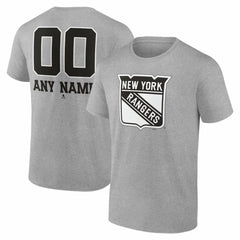 New York Rangers Big & Tall Personalized Name & Number Monochrome T-Shirt - Gray | US 203773737