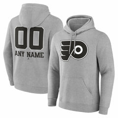 Philadelphia Flyers Big & Tall Personalized Name & Number Monochrome Pullover Hoodie - Gray | US 203773742