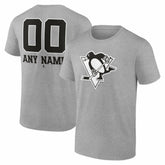 Pittsburgh Penguins Big & Tall Personalized Name & Number Monochrome T-Shirt - Gray | US 203773746