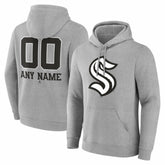 Seattle Kraken Big & Tall Personalized Name & Number Monochrome Pullover Hoodie - Gray | US 203773751